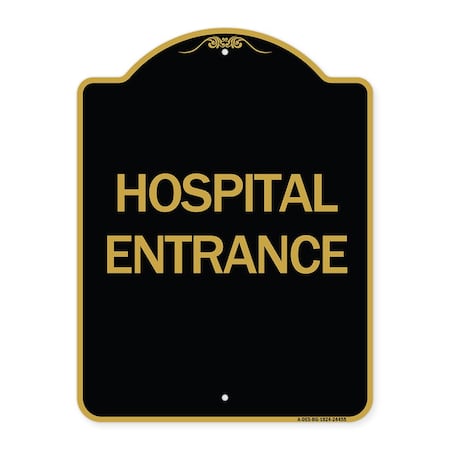 Designer Series Sign-Hospital Entrance, Black & Gold Aluminum Architectural Sign